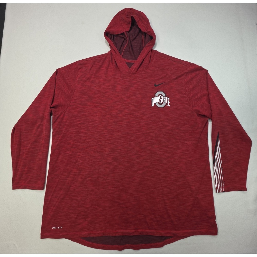 Ohio State Buckeyes Pullover Shirt Men 3XL Red Nike Tee Hoodie Lightweight